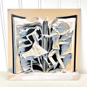 Book Lovers Wall Art, Dancing Couple Book Pages, Literary Home Decor